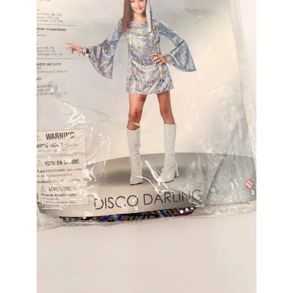 California Costumes Disco Darling Girl Size M 8-10 Multi 70s Retro Halloween
